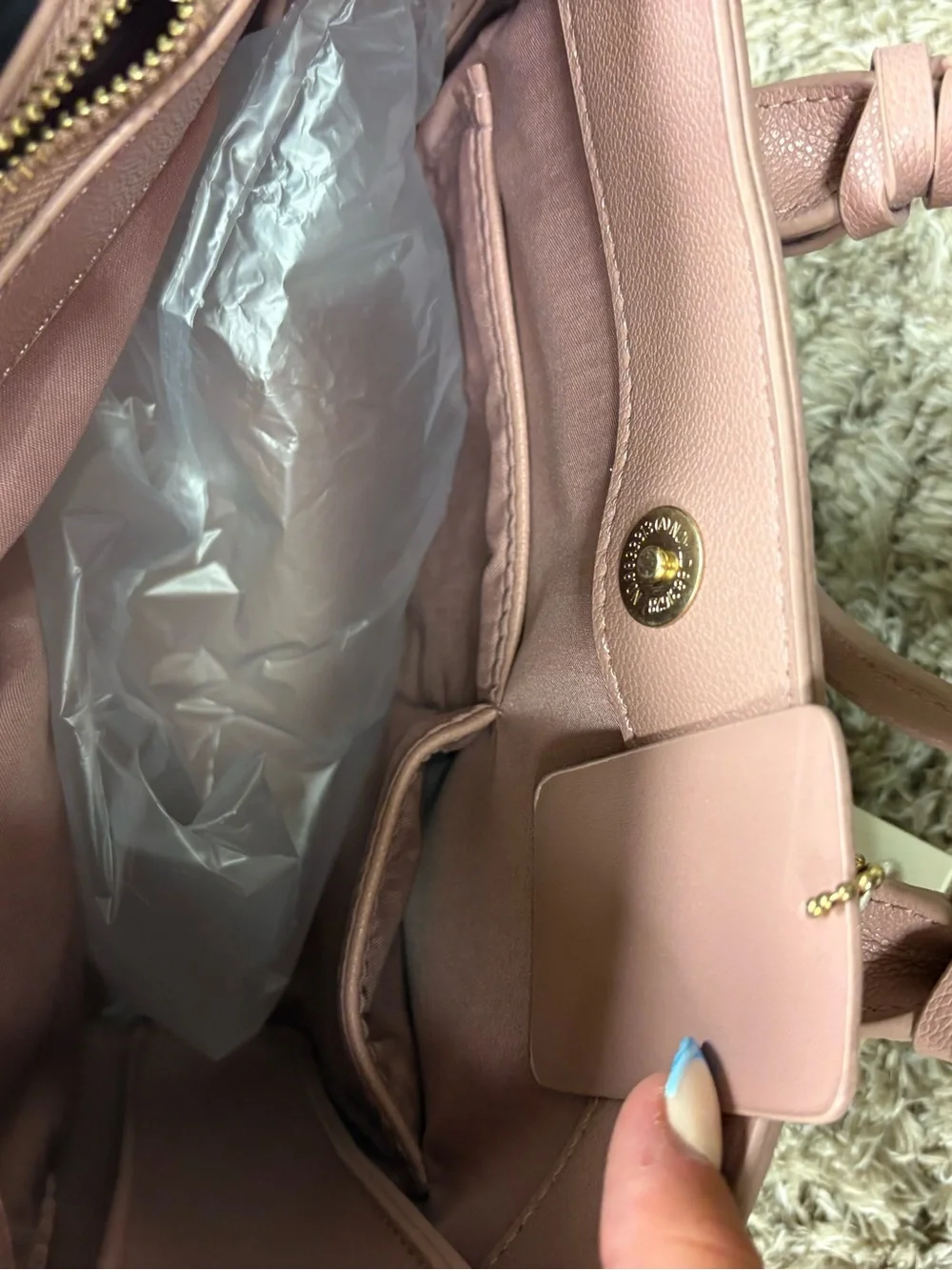 Madison West Rose Pink Structured Satchel with Detachable Strap